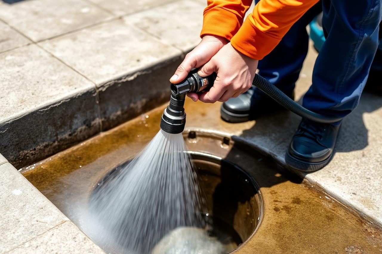 Hydrocurage haute pression d'une canalisation d'eaux usées